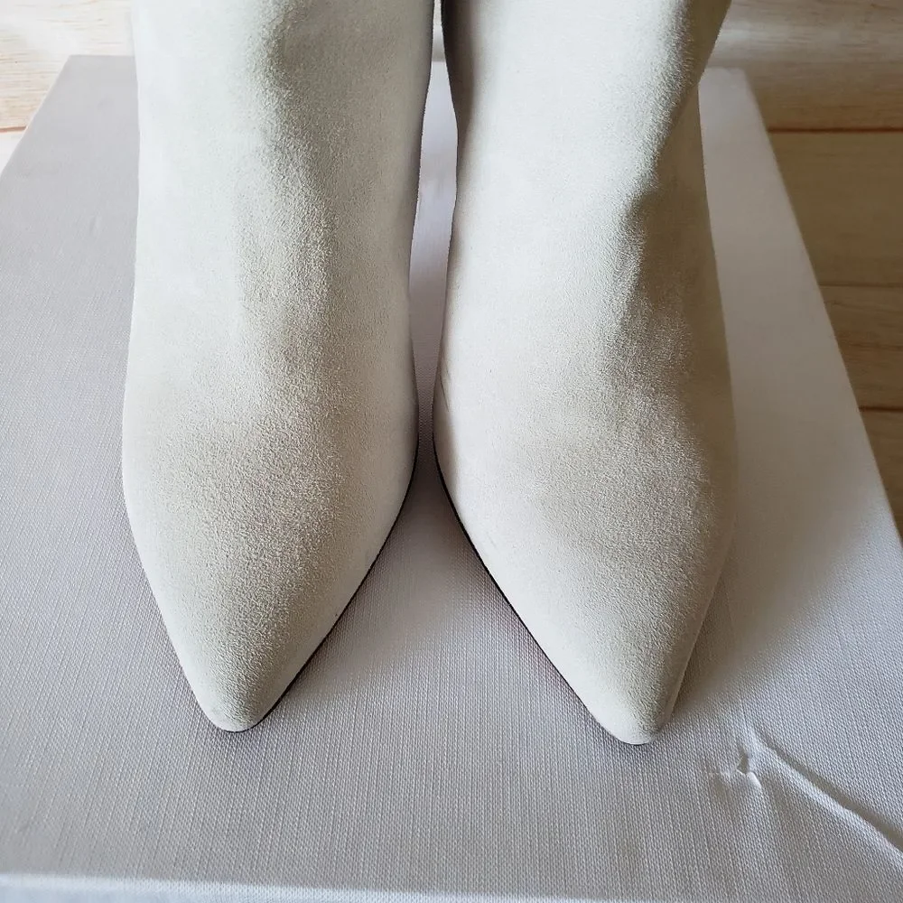 IRO Paris Suede Leather Pointy Toe Stiletto Heel Bootie Boots Light Grey Size 39